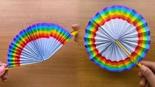 How to make a paper fan | DIY Rainbow paper fan | Rainbow art and craft ideas