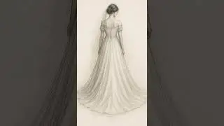 Timeless Elegance: Empire Waist Off-Shoulder Bridal Gown Sketch #art #dressess #fashiondesign #new
