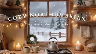 Cozy Winter Cottage Kitchen ❄️ | Snowfall, Warm Lights & Calm Cottage Ambience