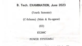 B.tech Power System-1 Question Paper 2023. #dcrust #power #system