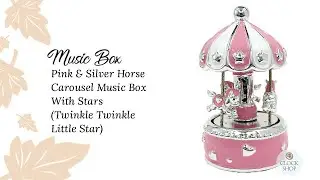 Pink & Silver Horse Carousel Music Box With Stars (Twinkle Twinkle Little Star)