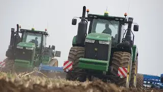 John Deere 9520R pre-series and 9570RT pulling Horsch Tiger and Lemken Gigant cultivators + TAKE IV