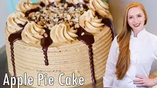 AMAZING Maple Pecan Apple Pie Cake Recipe!! With Apple Pie Filling & Salted Caramel Frosting!