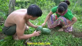Primitive Life - Couple Survival In The Forest - Eating Delicious