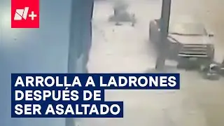 Víctima de robo bancario recupera 2 millones de pesos al atropellar a asaltantes - N+