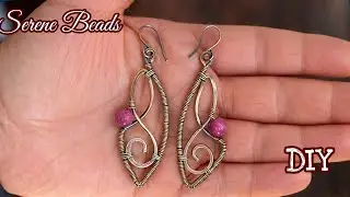 Simple wire dangle earrings | Wire wrapped earrings step by step | Wire jewelry