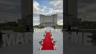 She said YES! 💍 Beautiful Detroit proposal setup at Michigan Central Station by Eventadora ✨
