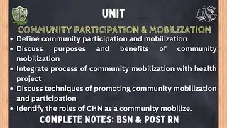 Community Participation & Mobilization | Advanced Concepts in Community Health Nursing | Post RN BSN