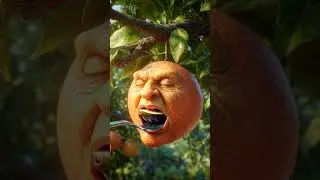 Peach Eats Fig Slice | Realistic Fruit Animation | 3D CGI Short #animation #comedy #shorts