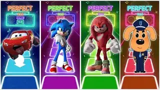 McQueen vs Sonic vs Knuckles vs Sheriff Labrador in Tiles Hop EDM Rush🎶