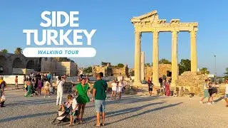 Side, Turkey 🇹🇷  Walking tour Summer 2023 [4K] - Old town, Marina #walkingtour #side #travelturkey