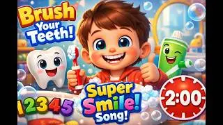 Brush Your Teeth Song for Kids 🦷 | Super Smile Tooth Brushing Song (3 Minutes)