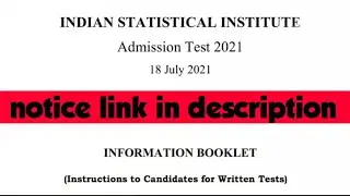 ISI official notice for student ||18 July exam|| preplaning for test  || important for isi applicant