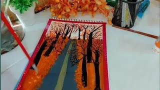 Autumn landscape painting/easy acrylic painting for beginners/ #acrylicpainting