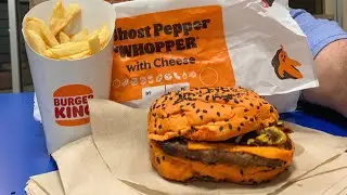Burger King&rsquo;s Ghost Pepper Whopper Review! Is it really hot, spicy? BK Halloween Whopper