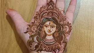 figure mehndi design of goddess Durga | goddess Durga mehndi on palm