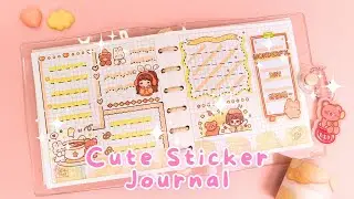 Ep21 🧡 Cozy Nini Coffee Story Journal ☕🥨🎀 Cute Sticker ASMR 🎶 by Kaori Cozy Journal 💕