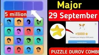 29 September Major puzzle durov Solved Today |Major Daily combo card 29 September