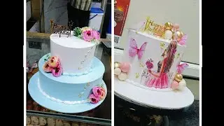 is live How to make 2kg 2tier Birthday cake Blue and white colour combination best decoration ideas