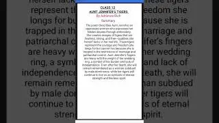 Aunt Jennifer's Tigers Summary Class 12 English #class12#english#cbse#summary#ytshorts