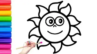 How to draw cute and easy Smiling Sun | Easy drawing, Painting and Coloring for Kids & Toddlers