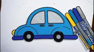 Cute Car Drawing | Super Satisfying Art ✨ #drawingforkids#artreels#shortsart#artandcraft calmingart