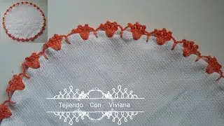Orilla #48 (una sola vuelta) tejida a crochet para servilleta de recuerdo