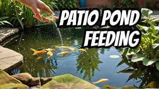 Goldfish feeding - patio pond