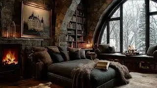 Winter Piano Room | Relaxing Piano Music in a Cozy Bedroom Watching Snow Fall Outside the Window