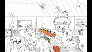 Drawing a story book spread on my tablet.