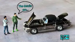 Эта детализация очень крутая. Mercedes Benz 300SL Roadster. Модель SY, литая машина. Масштаб 1/64.
