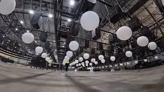 DMX kinetic ball lifting led ball for the year-end part of Midea group 👍#dmxwinch #kinetic #ledball