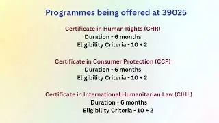 Programmes on offer at IGNOU Study Centre 39025 Innovative  Institute of Law, Greater Noida
