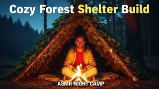 Relaxing ASMR Shelter Construction  Mountain Forest Overnight Camp #ASMR #Camping #Bushcraft#SoloCam