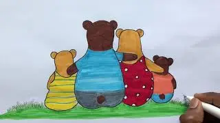 How To Draw A Cute Bear Family || Easy Step-by-Step instructions||Easy Drawings For Kids