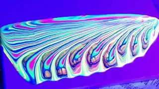 GLOW! Acrylic Fluorescent Paint Pouring in Blacklight - Ring Pour/Dirty Pour