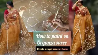 How to paint on organza saree | Fabric painting on saree #Handpaint #artwork #painting #DIY #Paint