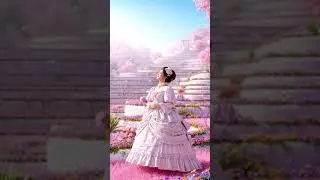 #paradice #japanese #woman #pink #and #white #terraces #honey #unicorns #bustle #dress #luxery #girl