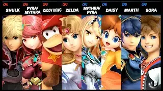 Shulk and Pyra / Mythra and Diddy Kong and Zelda VS Mythra / Pyra and Daisy and Marth and Sora Smash
