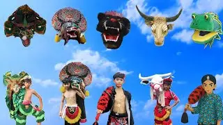 MEMASANGKAN KEPALA BARONGAN ,barongan devil ,barongan telon ,barongan jenggot