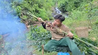 kientrantv explores mysterious waterfall and traps wild chicken | mysterious waterfall