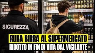 GIOVANE RUBA BIRRA AL SUPERMERCATO E VIENE RIDOTTO IN FIN DI VITA DAL VIGILANTE - ROMA