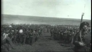 General Guillemet reviews and awards Greek soldiers in Salonika, Greece during Wo...HD Stock Footage