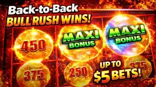 💥 BACK-to-BACK BULL RUSH BONUS WINS! WITH UP TO $5 BETS ON MIXED MACHINES, & SOME BIG WINS! 💥 