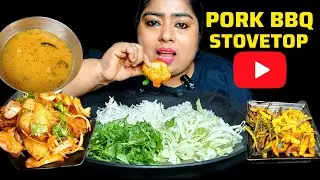 Homemade Pork Barbecue with Rice, Dal & Veg Bhaji | Eating Show |
