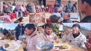 chautara sangya village PARTY in rural Nepal || sanjip enjoying village party with relatives