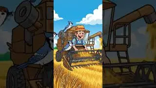 Cartoon Farmer, Fields & Flying Friends Cartoon 🌾🐦 #cartoonvideo #animation #trending