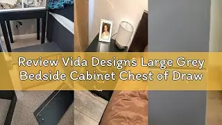 Review Vida Designs Large Grey Bedside Cabinet Chest of Drawers, 3 Drawer With Metal Handles and Run