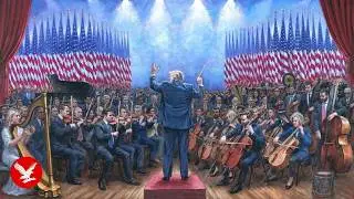 Trump shares bizarre new painting of himself as MAGA conductor with Charlie Kirk in orchestra
