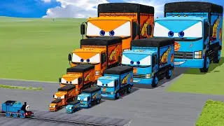 Big & Small Colors Truck Lightning Mcqueen vs Trains Thomas | BeamNG.Drive